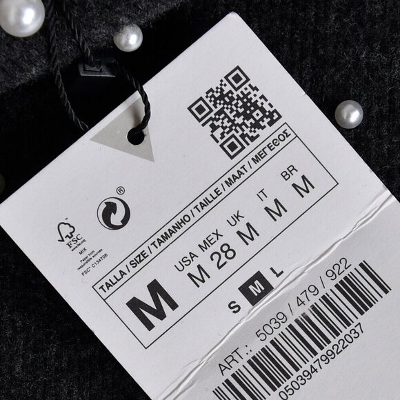 NWT Zara Soft Feel Pearl Sweater Gray Size Medium - Picture 7 of 10